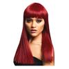 NEW Women's Long Straight Wig with Bangs, Alexia, Ruby Red, with Hairnet view 1