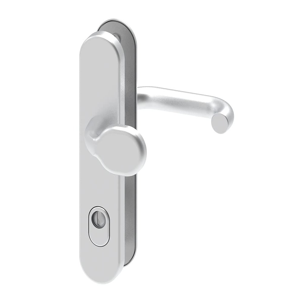 BASI Aluminum F1 Door Security Fitting for House Doors, 50–70 mm, Lever Handle, Cylinder Cover, Knob Set