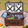 Outdoor Woven Wooden Picnic Basket, Brown, 46 x 31 x 20 cm view 2