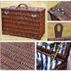 Outdoor Woven Wooden Picnic Basket, Brown, 46 x 31 x 20 cm view 3
