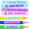 50 Personalized Name Stickers for Pencils, Markers & Pens, Colorful, Waterproof, 4.6 x 0.6 cm view 1