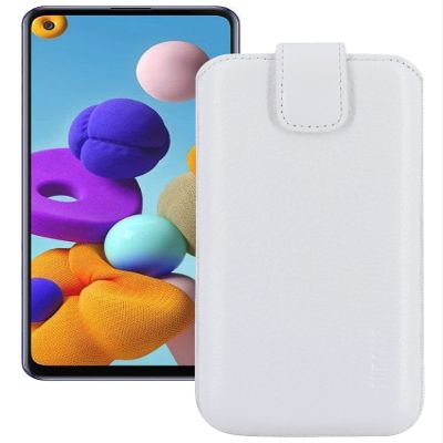Suncase Genuine Leather Pouch Slim Edition for Samsung Galaxy A22 5G, White