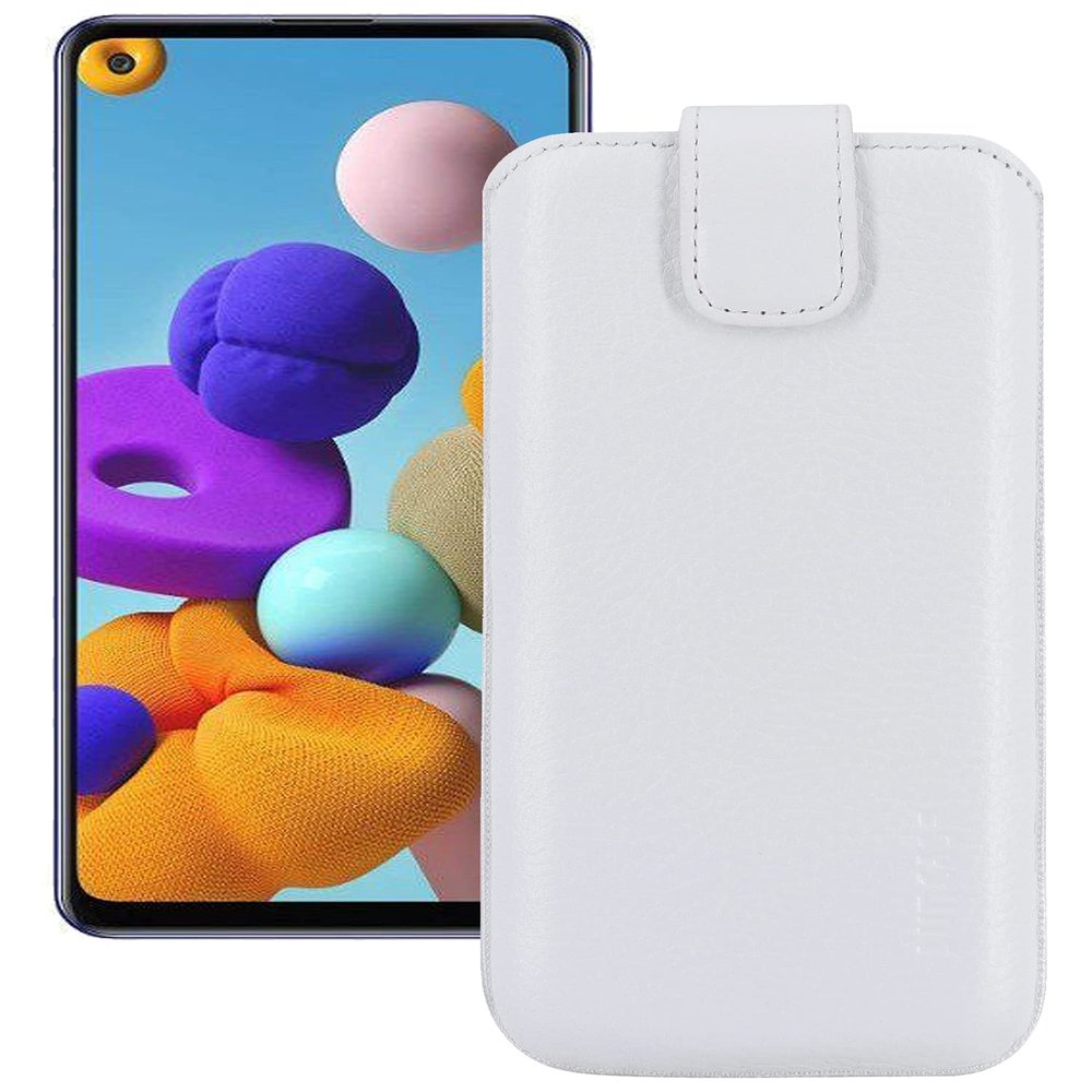 Suncase Genuine Leather Pouch Slim Edition for Samsung Galaxy A22 5G, White
