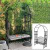 ZH-1 Nordic Metal Garden Arbor Bench for 2, Black and White view 1