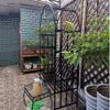 ZH-1 Nordic Metal Garden Arbor Bench for 2, Black and White view 4