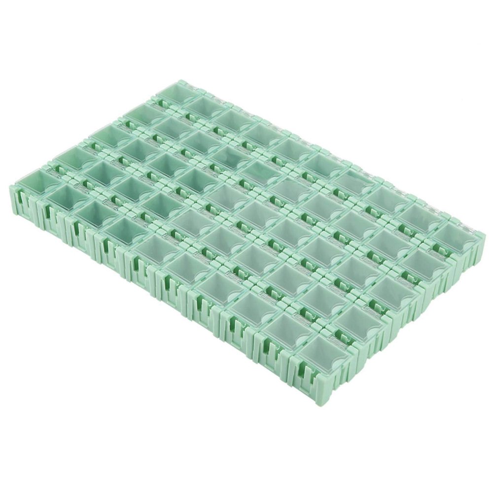 SMT Storage Boxes, 50-Piece Green SMT-SMD Component Storage Case, 50 Compartments
