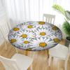 Round Washable Tablecloth, 150 cm, Elastic Lotus Effect, Outdoor 3D Daisy Print, for 130–140 cm Tables view 2
