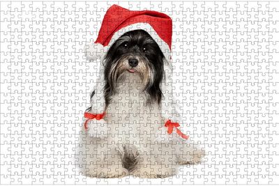 LHJOY Children's 3D Puzzle, 1,000 Pieces, Bichon Frise with a New Year's Hat, Birthday Gift, 75 x 50 cm