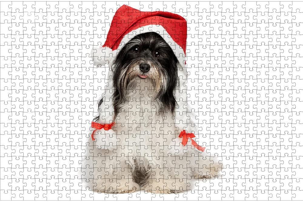 LHJOY Children's 3D Puzzle, 1,000 Pieces, Bichon Frise with a New Year's Hat, Birthday Gift, 75 x 50 cm