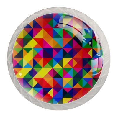 Colorful Checkered Drawer Knobs with Screws, 4-Piece Set