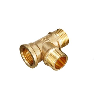 Pangyoo PYouo Brass Hose Connector, T-Shaped 3-Way Hose Coupling, 1/8, 1/4, 3/8, 1/2 in. Copper Fitting, Thick Material (Color: Side 1 2)