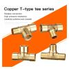 Pangyoo PYouo Brass Hose Connector, T-Shaped 3-Way Hose Coupling, 1/8, 1/4, 3/8, 1/2 in. Copper Fitting, Thick Material (Color: Side 1 2) view 4