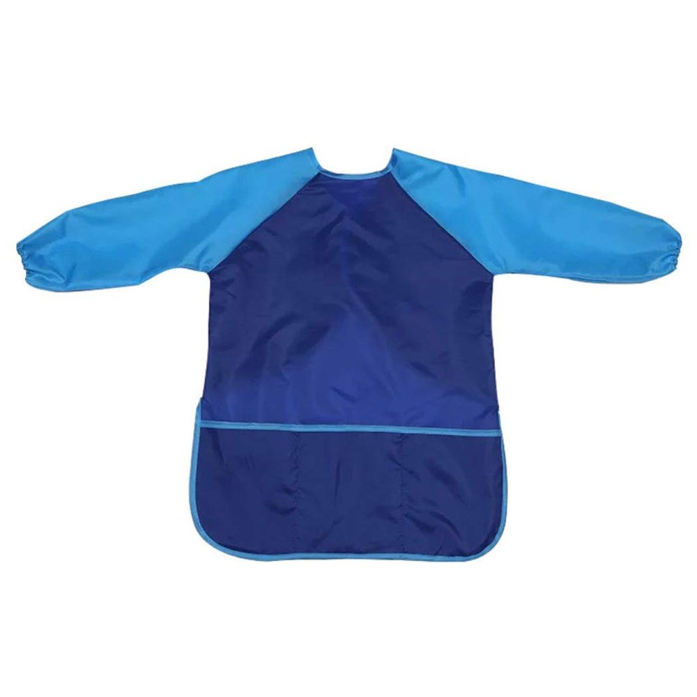 ZoTuoART Kids' Apron, Waterproof Art Smock with Long Sleeves and 3 Pockets, Blue, M