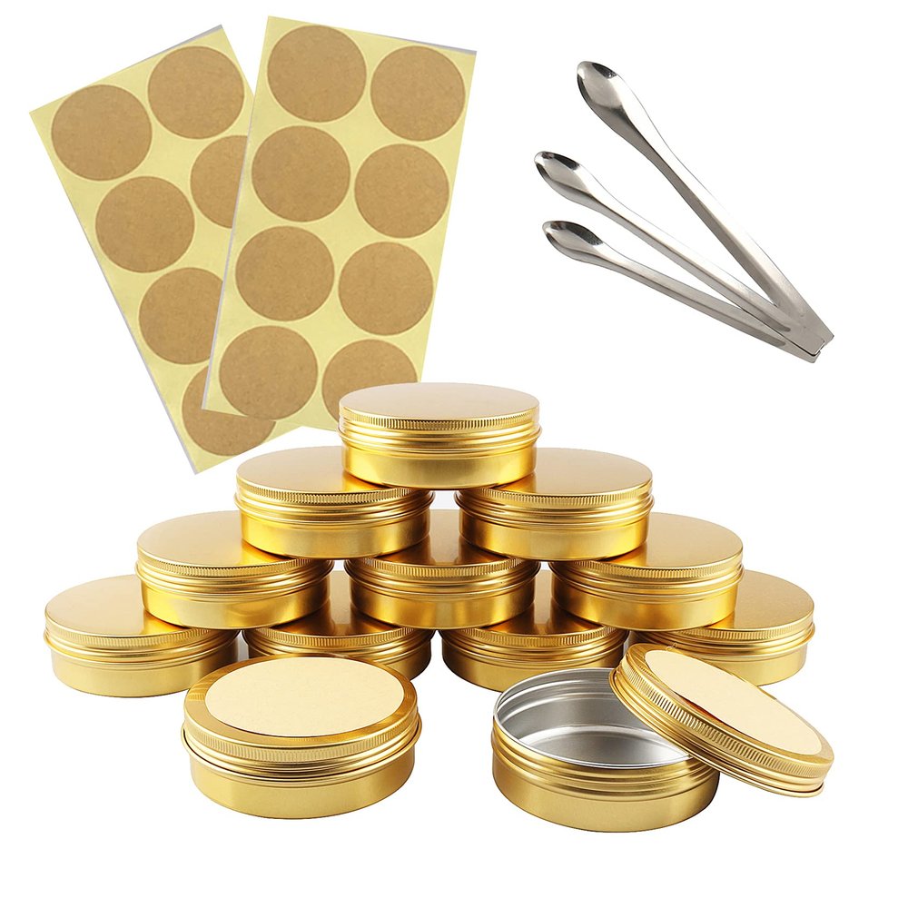 TIANZD 50-Piece 100 ml Gold Aluminum Screw-Top Containers with Lids