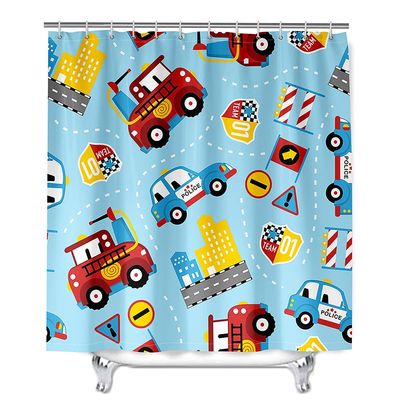 FANSU 3D-Printed Polyester Shower Curtain, Police Car, 180 x 180 cm