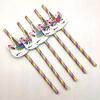 Paper Unicorn Drinking Straws, Rainbow Colors, 20 Count view 2