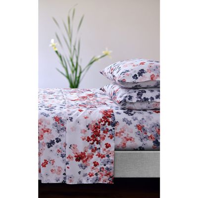 Tribeca Living Azores Home Juliette Printed Sheet Set with Deep Pockets and Oversized Flat Sheet, Queen, Red