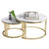 Nesting Side Tables, 2-Piece Set, Marble Tops and Metal Bases view 1