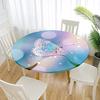 Morbuy Elastic Round Tablecloth with Butterfly Print, Blue/Pink, 120 cm view 1