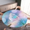Morbuy Elastic Round Tablecloth with Butterfly Print, Blue/Pink, 120 cm view 2