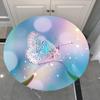 Morbuy Elastic Round Tablecloth with Butterfly Print, Blue/Pink, 120 cm view 3
