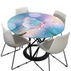 Morbuy Elastic Round Tablecloth with Butterfly Print, Blue/Pink, 120 cm view 4