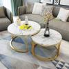 NMDCDH Round Marble Nesting Side Tables, 2-Piece Set view 3