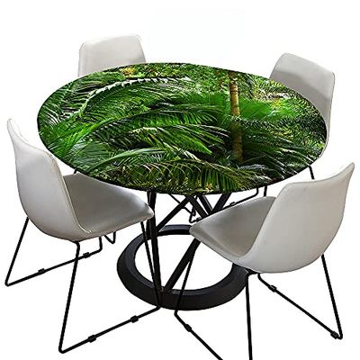 Morbuy Round Elastic Tablecloth, 3D Rainforest Design, Waterproof, Washable, 100 cm