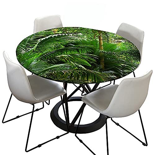 Morbuy Round Elastic Tablecloth, 3D Rainforest Design, Waterproof, Washable, 100 cm