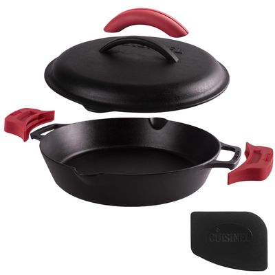 30.5 cm Pre-Seasoned Cast-Iron Skillet with Lid