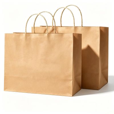 Gaoyong 20-Pack Brown Paper Gift Bags with Handles, 30 x 12 x 23 cm