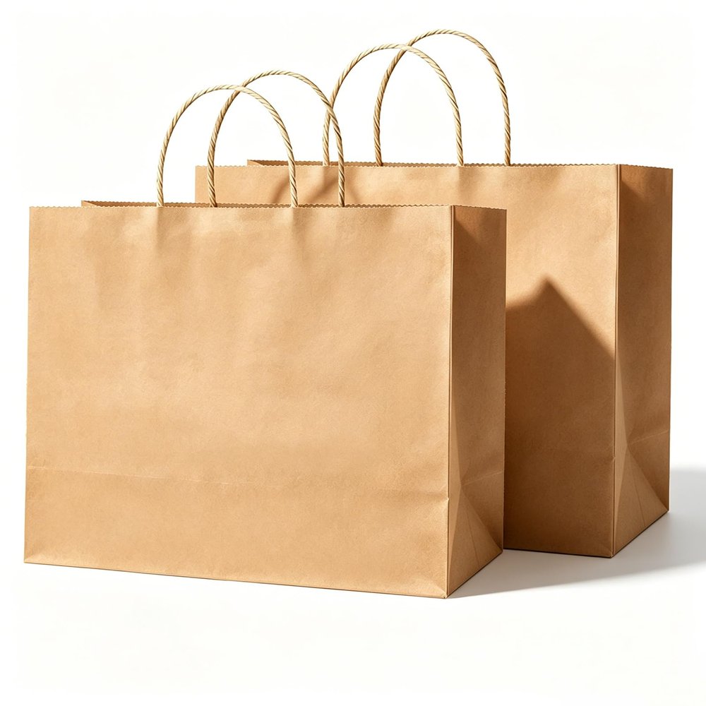 Gaoyong 20-Pack Brown Paper Gift Bags with Handles, 30 x 12 x 23 cm