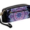 PU Leather Pencil Case and Cosmetic Bag with Wrist Strap, Indian Mandala Design view 3