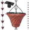 LEPTALINA 2.5 m Bell-Cup Iron Rain Chain for Gutters and Rain Barrels, Rust-Resistant Garden Decor with Gutter Adapter (Antique Red) view 1
