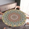 Morbuy Elastic Round Tablecloth, Mandala Print, Water-Resistant, Red and Blue, 71 in. view 1
