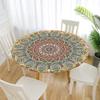 Morbuy Elastic Round Tablecloth, Mandala Print, Water-Resistant, Red and Blue, 71 in. view 2