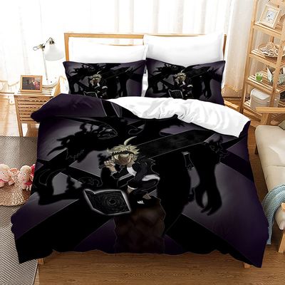 NICHIYOBI Black Clover 3-Piece Duvet Cover Set, Microfiber, 3D Digital Print, Single 135 x 200 cm + Pillowcase
