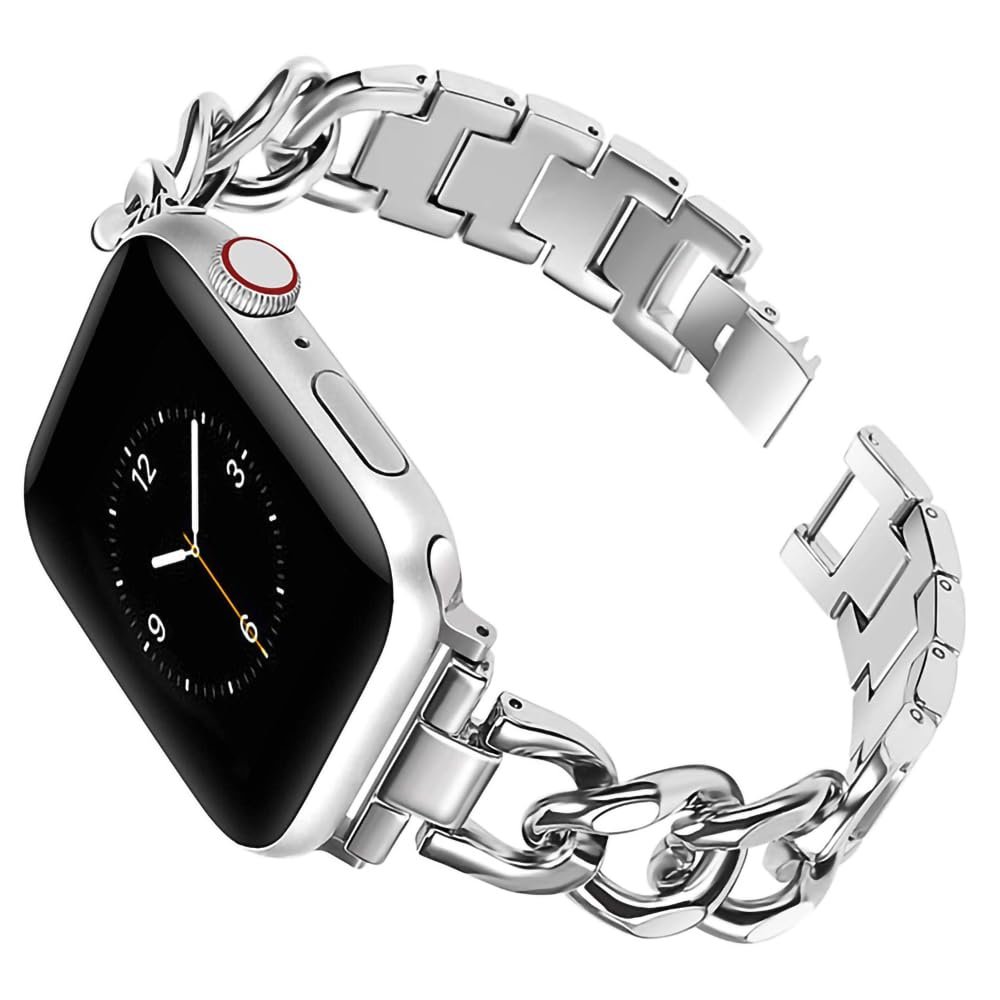 Silver Stainless Steel Replacement Band Compatible with Apple Watch 38/40/41mm