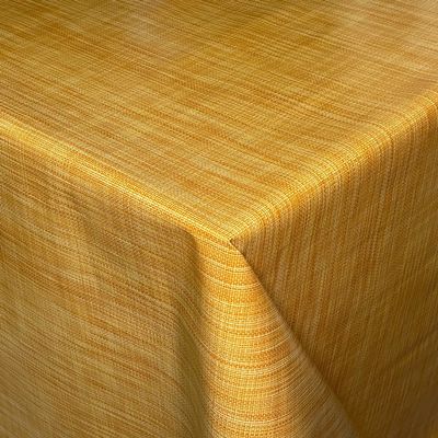 KEVKUS Oilcloth Tablecloth B1778-04, Yellow Curry Linen Look, 140 x 340 cm, Rectangular