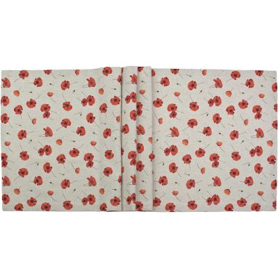 Sandner Mona Cotton-Blend Table Runner, Poppy, 50 x 150 cm, Beige/Red