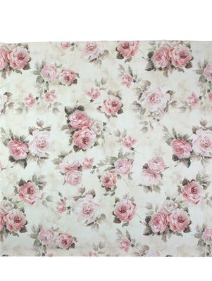 Sandner Rose Garden Cotton Table Topper, Roses and Flowers, 85 x 85 cm, Pink