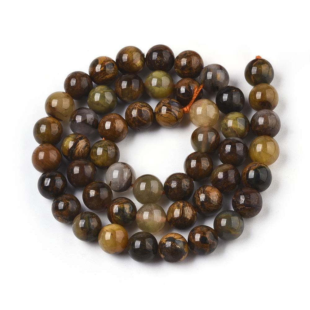 ZEMRIO 6 mm Yellow Pietersite Gemstone Beads for Jewelry Making