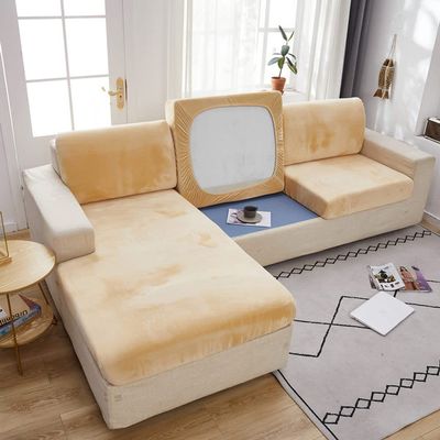 LIJUCAI Velvet Sofa Cover, Beige, Standard S, 1 Piece