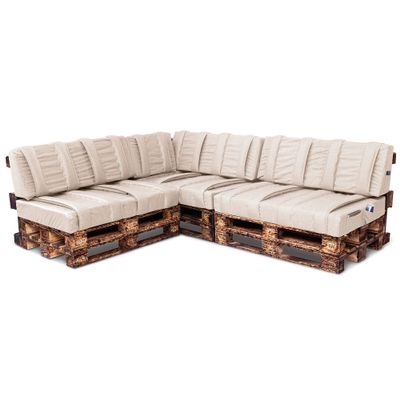 Spatium Removable Pallet Cushion Set, Waterproof Cover, Cold-Foam Filling, Beige, 7-Piece