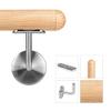 Pine Wood Handrail, 42.4 mm, 260 cm, 3 Brackets, Wooden Hemisphere End Cap view 2