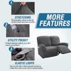 6-Piece Reclining Sofa Slipcover, Rich Velvet Furniture Protector, Gray view 3