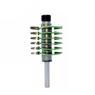 1pc 8mm Shank 2-Tooth Adjustable Finger Joint Router Bit Tenon Cutter, Industrial Quality, Green MC02036