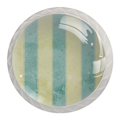 Striped Yellow and Blue Drawer Pulls with Screws, 4-Piece Set