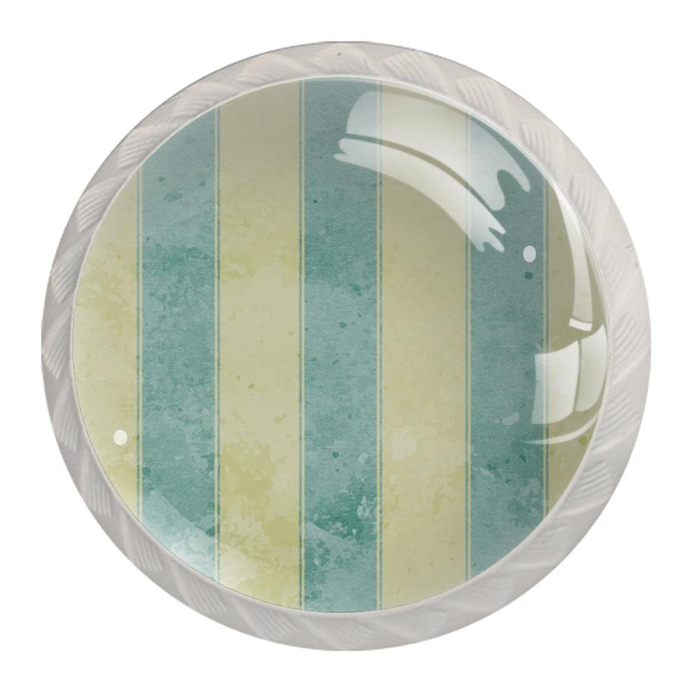 Striped Yellow and Blue Drawer Pulls with Screws, 4-Piece Set