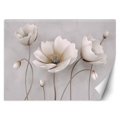 Feeby Nonwoven Photo Wallpaper, Abstract Beige Flowers, 150 x 105 cm